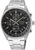 Herrenuhr mit schwarzem Zifferblatt, Chronograph und Edelstahlarmband