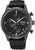 Herrenarmbanduhr mit schwarzem Zifferblatt, Chronographen-Subdials und schwarzem Kautschukband