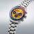Seiko Prospex Herrenuhr mit orangefarbenem Zifferblatt, blauer Lünette und Edelstahlarmband