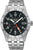 Orologio da uomo: bracciale in acciaio inossidabile argentato, quadrante nero, lancetta GMT