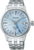 Orologio da uomo in acciaio inossidabile, bracciale argentato, quadrante blu con indicazione GMT