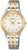 "Seiko Orologio da donna: quadrante bianco, lancette color oro, cinturino bicolore in acciaio"