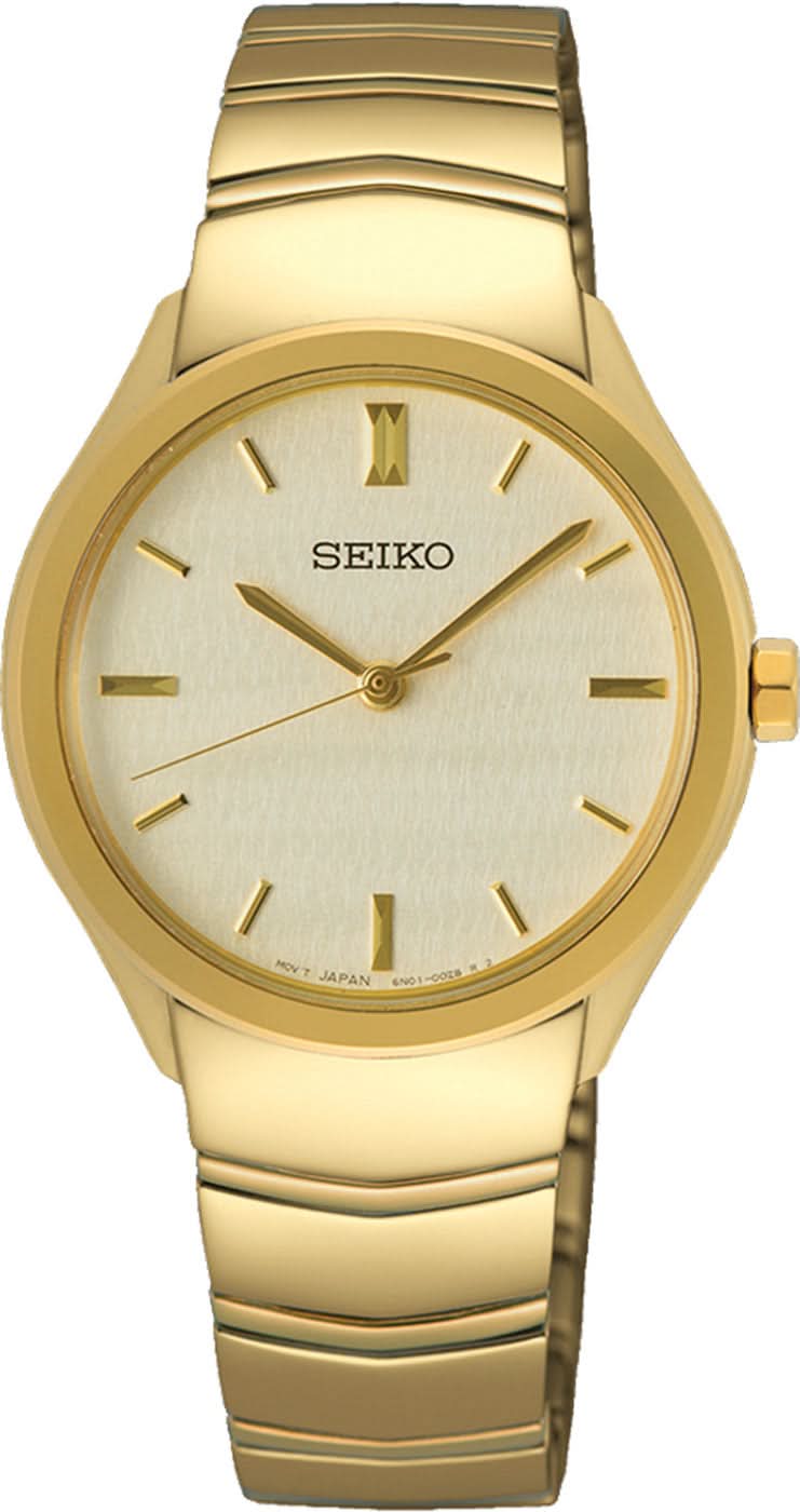 Orologio da donna con bracciale a catena in acciaio inossidabile color oro, quadrante rotondo con indici