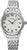 Orologio da donna in argento con bracciale in metallo, quadrante bianco e numeri blu, Seiko
