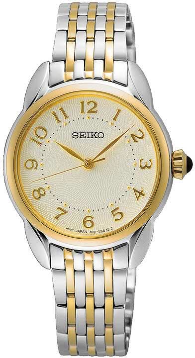 Orologio da donna Seiko con bracciale in metallo bicolore e quadrante color oro