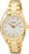 Orologio da donna con bracciale in acciaio inossidabile color oro, quadrante bianco e vetro zaffiro