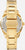 Orologio da donna con bracciale a maglie color oro e retro con corona