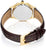 Orologio da donna Seiko con cinturino in pelle marrone e fibbia color oro, retro al polso