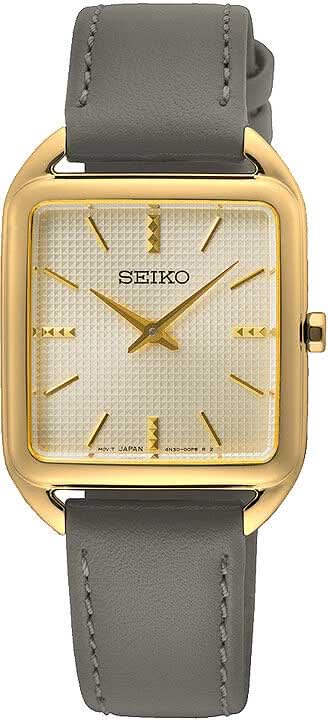 "Orologio da donna Seiko Conceptual SWR090P1 • Elegante design a serbatoio • Cinturino in pelle di alta qualità"