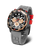 Orologio da uomo Vostok Europe con cinturino in silicone grigio, quadrante nero e dettagli rossi