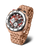 Orologio da uomo Vostok Europe con cinturino in metallo, cassa rotonda, quadrante rosso
