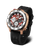 Orologio da uomo Vostok Europe con cinturino in silicone nero, cassa rotonda, quadrante rosso