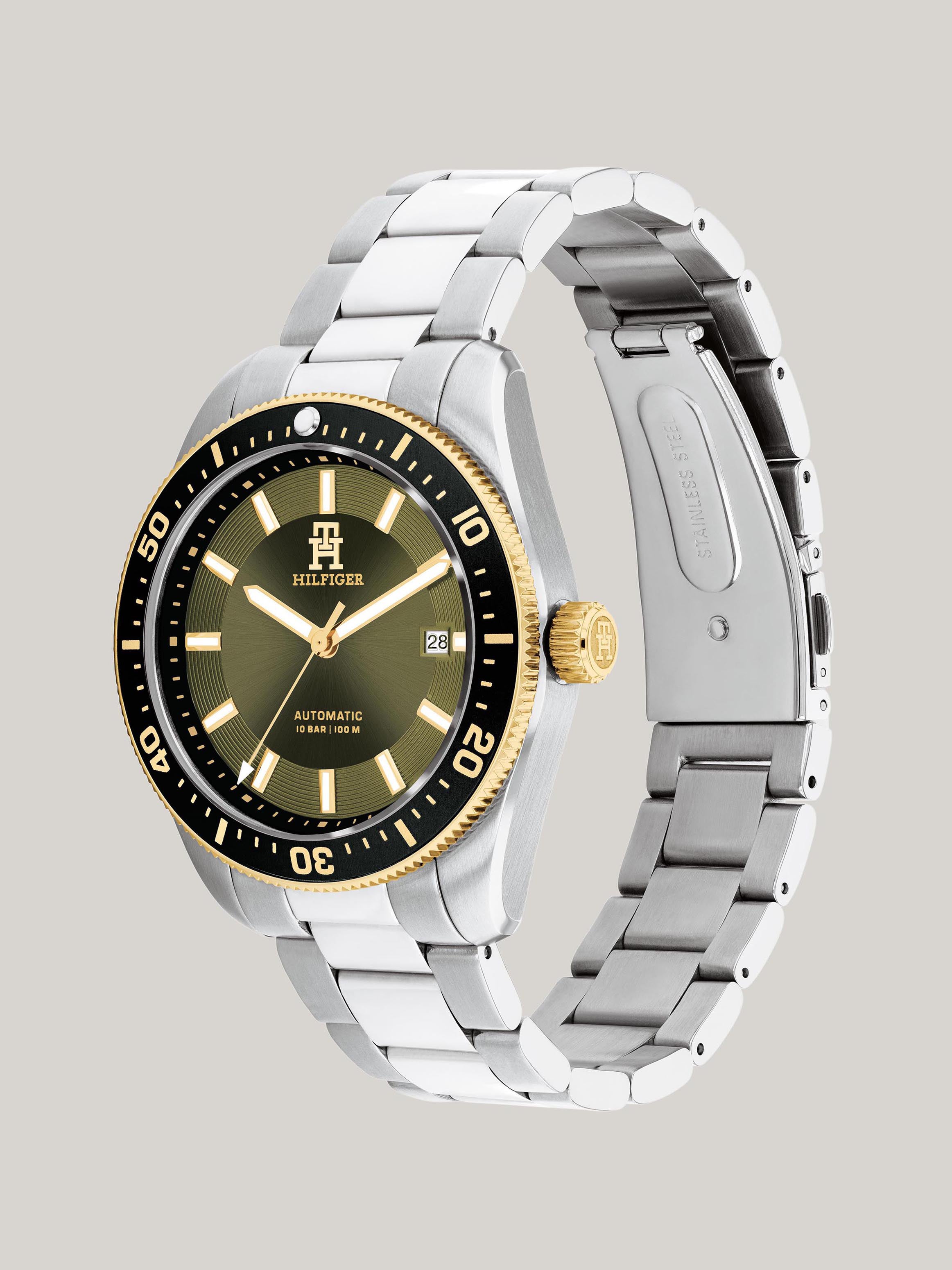 Tommy Hilfiger TH85 1792155 Herren Armbanduhr Grün • Automatikwerk • 10 Bar Wasserdicht