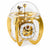 Orologio da tavolo con cupola in vetro e cornice in ottone; movimento a vista