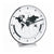 Orologio da tavolo metallico con quadrante bianco e mappa del mondo, lancette e scala neri