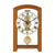 Orologio da tavolo in legno con movimento meccanico a scheletro, quadrante rotondo e pendolo a sfera