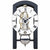 Orologio da tavolo blu scuro con movimento a vista, quadrante bianco e numeri romani