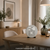 Runde Tisch- und Wanduhr mit LED-Wortanzeige, silberne Alu-Optik, rundes Display