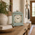Orologio da tavolo in legno turchese su credenza, orologio con quadrante bianco e motivo floreale