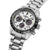 Orologio da uomo con cassa e bracciale in acciaio inossidabile, quadrante bianco, cronografo