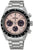 Orologio da uomo Seiko Prospex: cronografo solare, cinturino in acciaio inossidabile color argento, quadrante color rosa