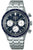 Orologio cronografo da uomo con bracciale in acciaio inossidabile, quadrante blu e lunetta tachimetrica