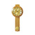 Wanduhr mit Quarz-Pendelwerk, rundes Holzgehäuse, goldenes Zifferblatt und Pendel