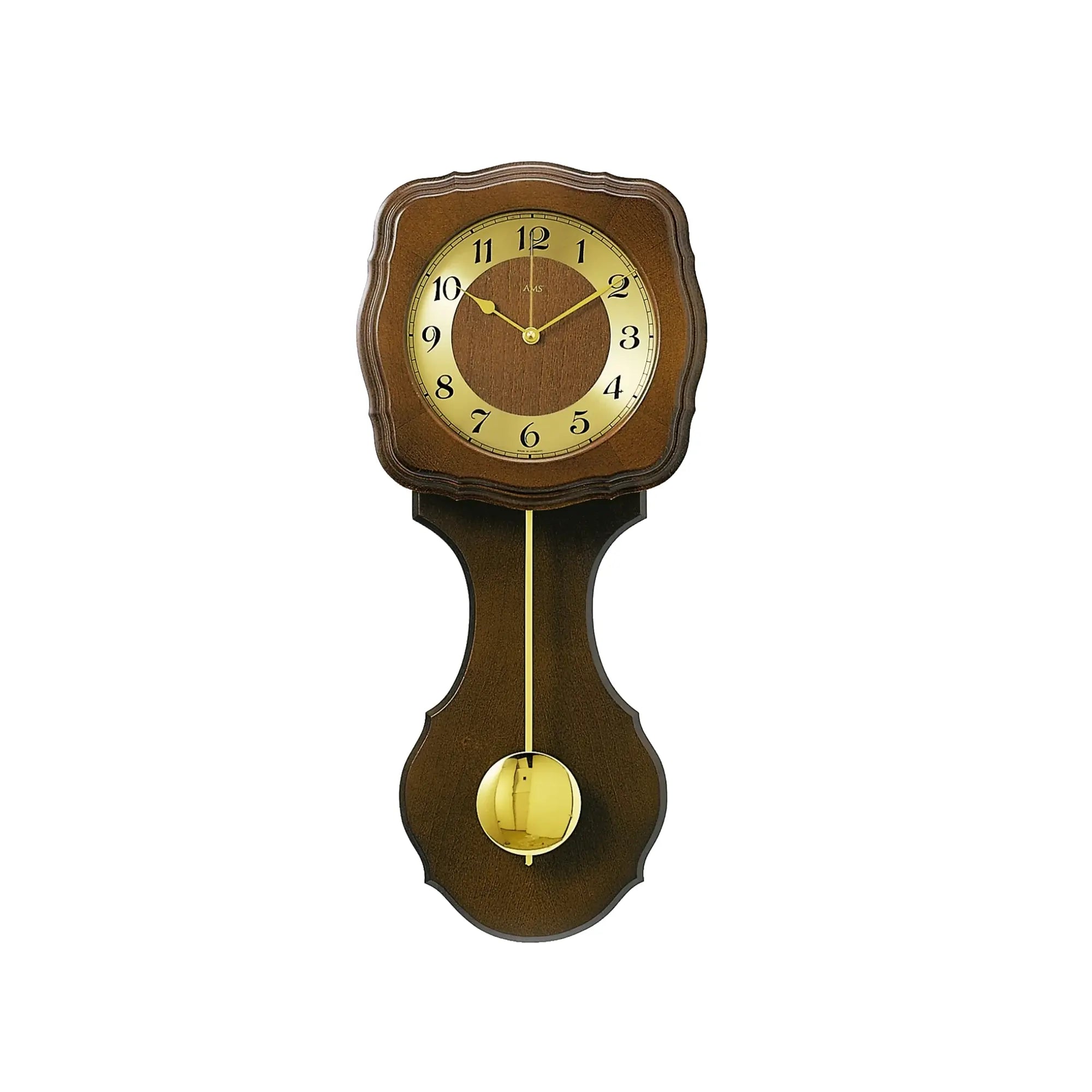 Orologio da parete AMS Pfronten F5162/1 in noce • Suoneria Westminster e Bim-Bam • Movimento a pendolo radiocontrollato