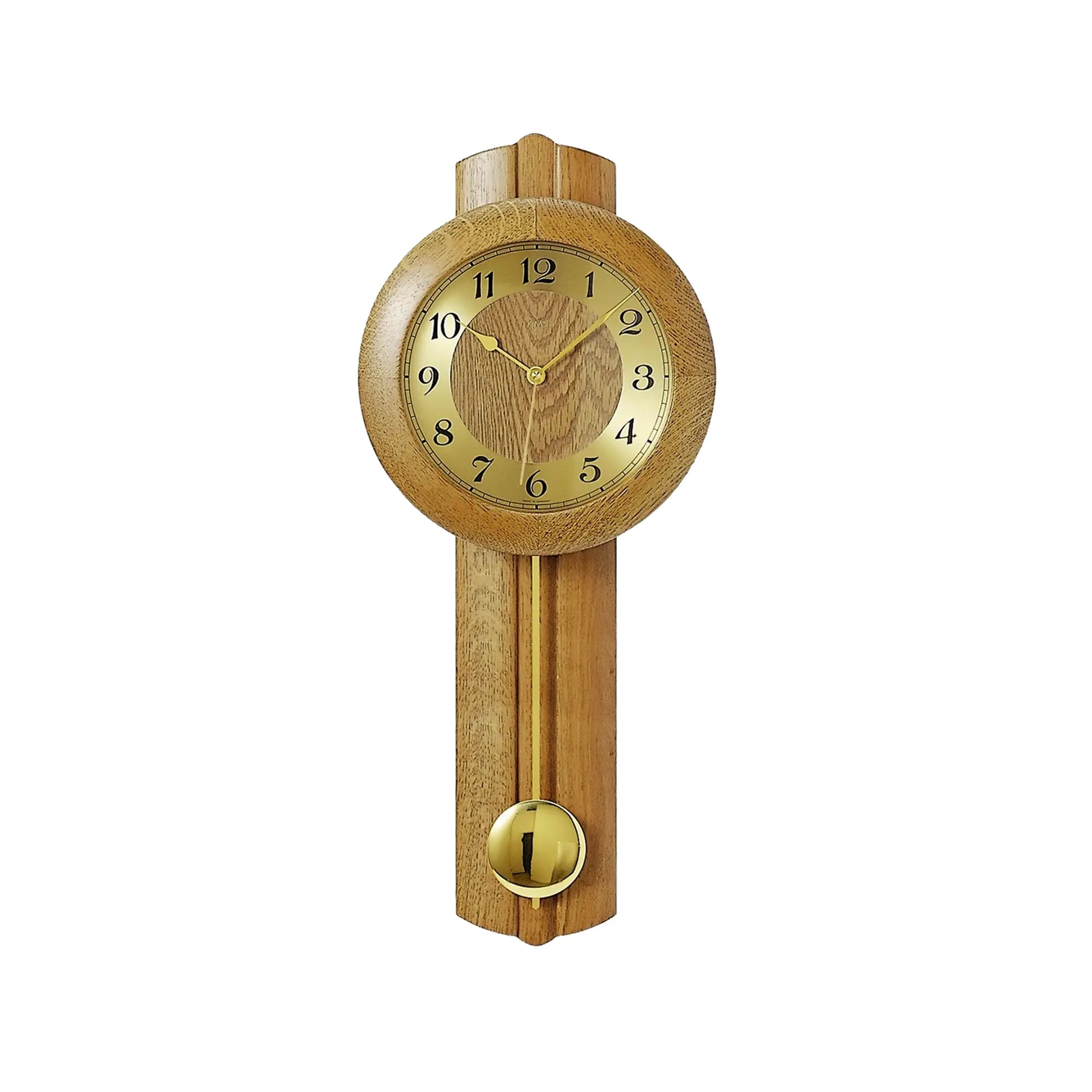 Orologio da parete AMS Wertach F5165/4 in rovere • Orologio a pendolo radiocontrollato • Legno massello prodotto in Germania