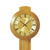 Wanduhr-Frontansicht: goldenes Zifferblatt mit römischen Zahlen und AMS-Schriftzug
