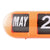 Orange Klappzahlen-Wanduhr Nahansicht mit MAY-Anzeige und Teil von 2