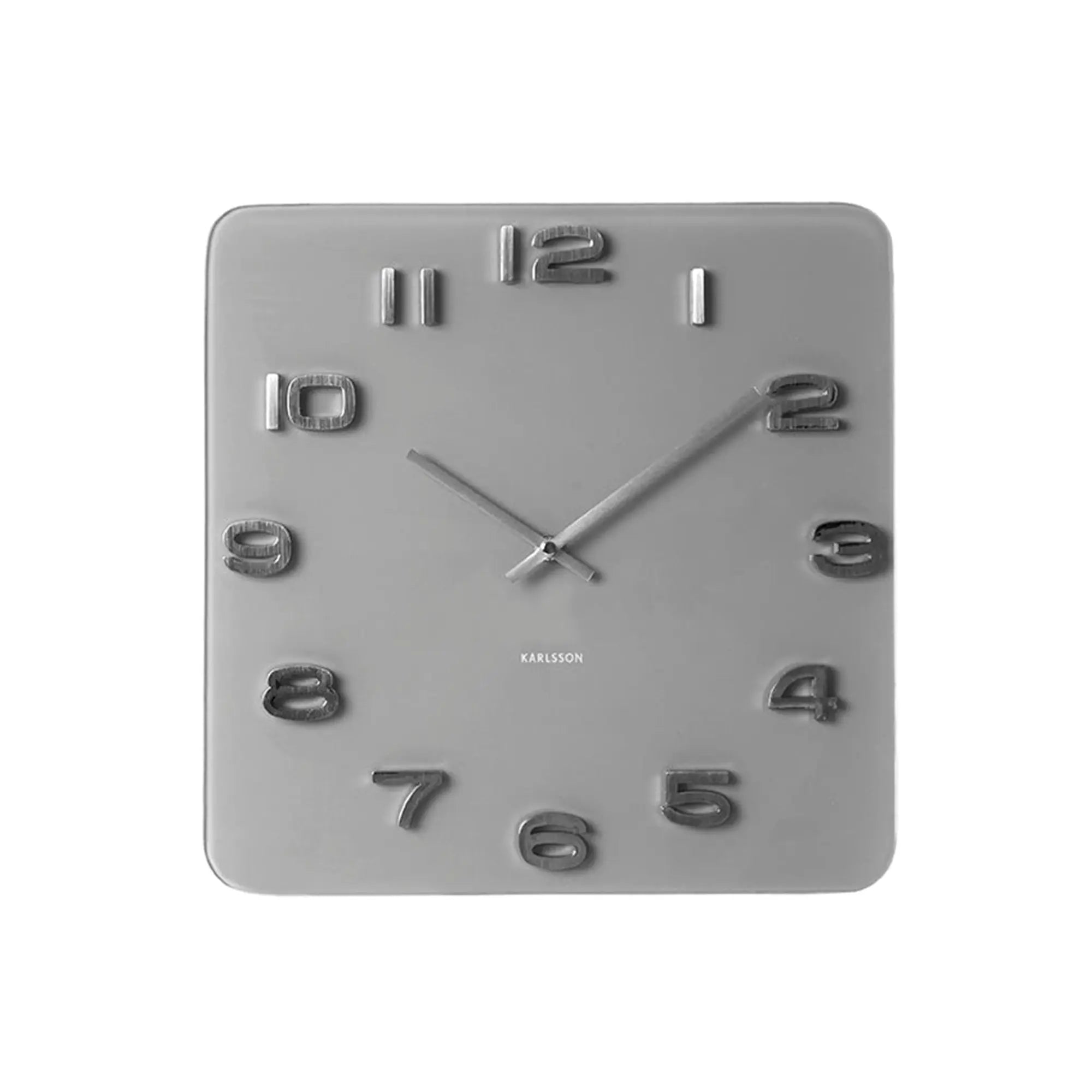 Karlsson Vintage-Wanduhr, quadratisch grau, offenes Zifferblatt, mit Ziffern