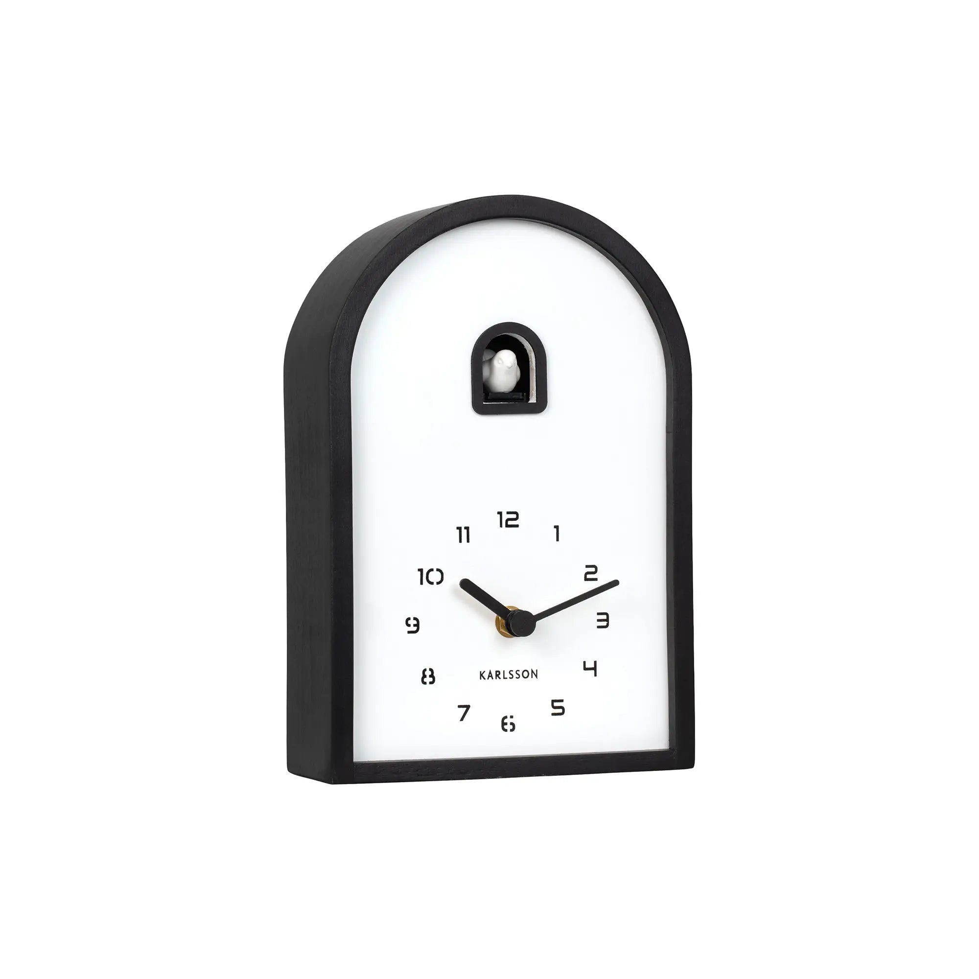 Orologio a cucù Karlsson Curva KA6126BK in legno nero • Richiamo del cucù allo scoccare dell'ora • Orologio da tavolo e da parete