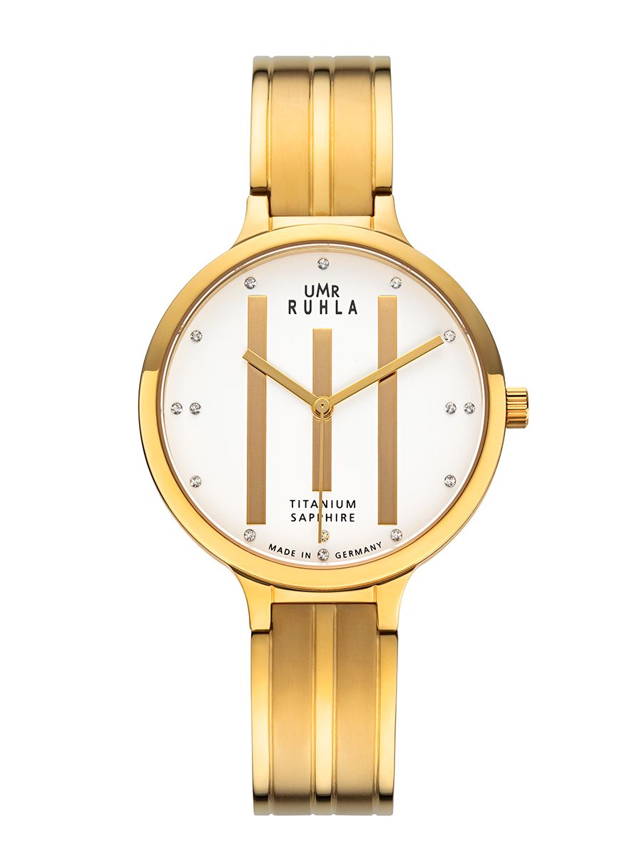 UMR Ruhla RUHLA-Style RS41302 Damenuhr Gold • Saphirglas • Swarovski Steinchen