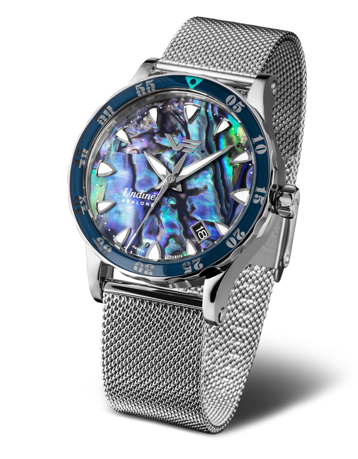 "Orologio da donna Vostok Europe Undine Abalone con quadrante madreperla blu iridescente"