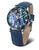 "Orologio da donna: cinturino in pelle blu, lunetta blu, quadrante in abalone con indici luminosi"