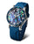 "Orologio da donna con cinturino blu e cassa in acciaio inossidabile; quadrante in abalone con lancette"