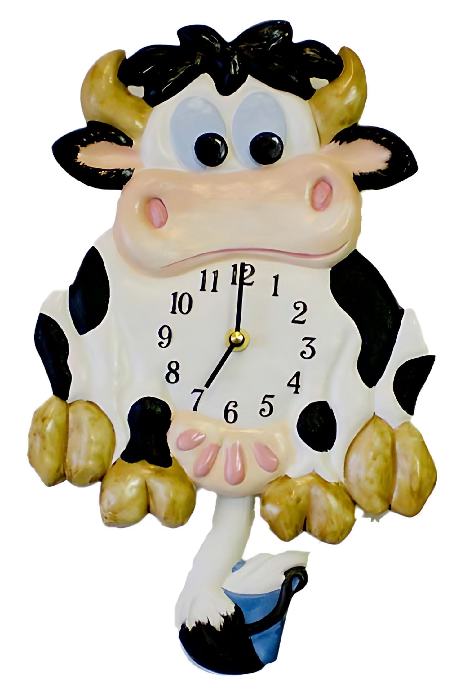 Orologio da parete Terrastudio 27x24 cm in ceramica • Design originale a mucca • Con pendolo • Silenzioso