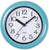 Orologio da parete rotondo in plastica, colore turchese, quadrante bianco con lancette nere