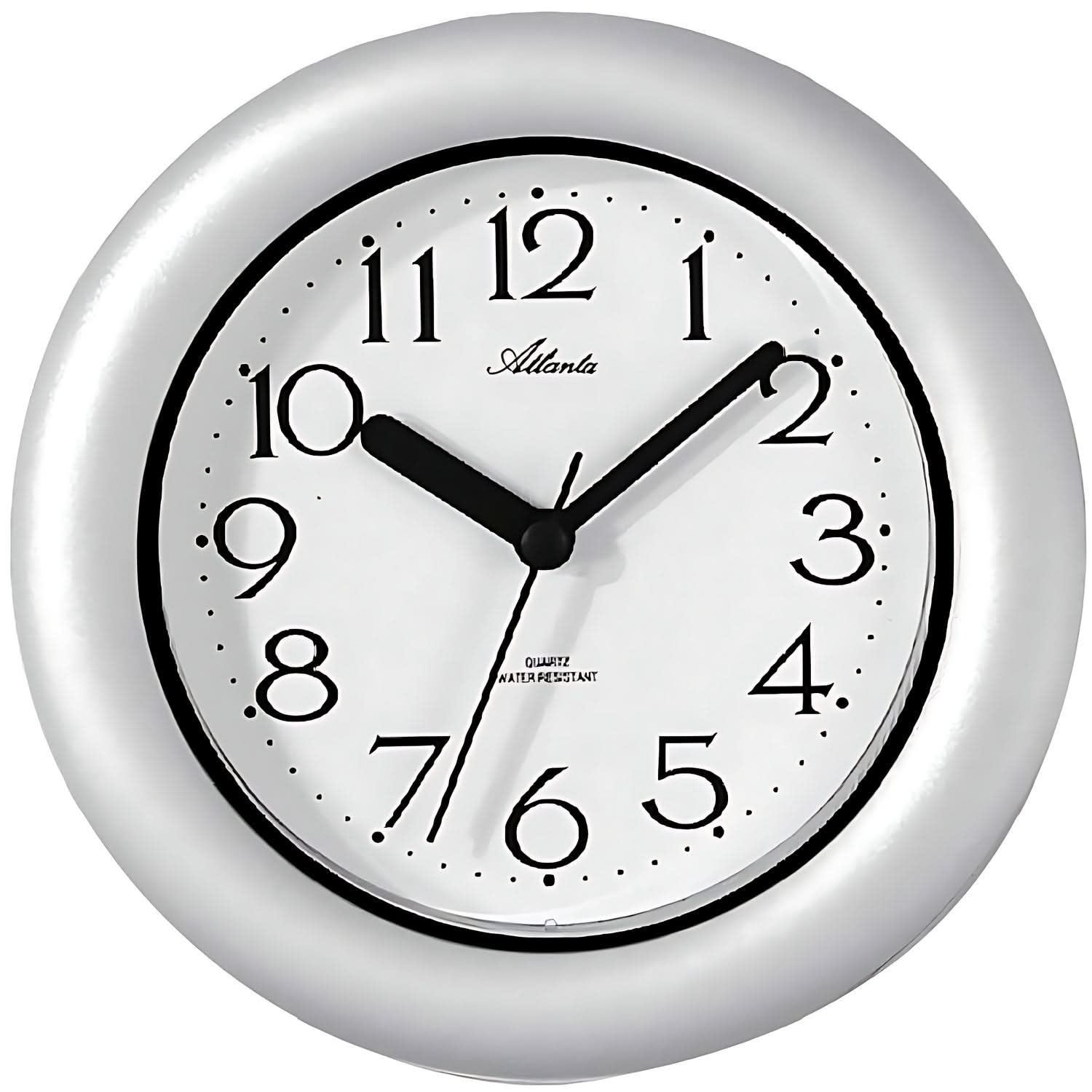 Orologio da parete Atlanta 17 cm Ø in plastica • Movimento al quarzo silenzioso • Resistente a vapore e acqua