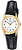Orologio da donna Casio con cinturino in pelle nera, cassa color oro e quadrante bianco
