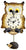 Orologio da parete in ceramica con motivo a gufo, occhi gialli e pendolo pendente