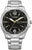 Herrenarmbanduhr Citizen Eco-Drive aus Edelstahl mit schwarzem Zifferblatt und Datumsanzeige