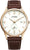 Citizen Herrenuhr mit braunem Lederarmband, goldfarbenem Gehäuse und weißem Zifferblatt (Eco-Drive)