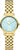 Danish Design Damenuhr aus Edelstahl 3320353 mit goldenem Armband und blauem Zifferblatt.