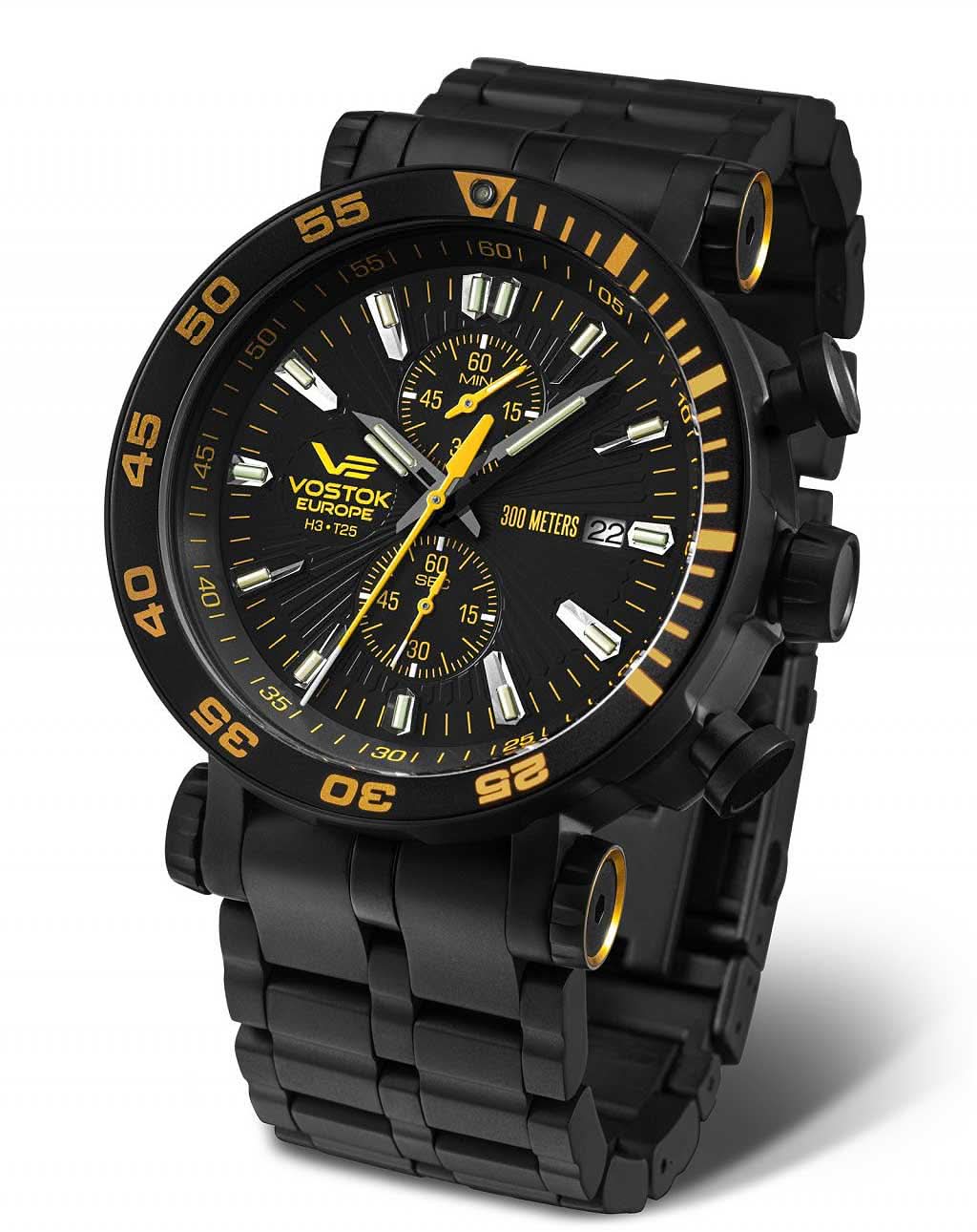 Orologio da uomo con quadrante nero, cronografo e cinturino in acciaio inossidabile nero