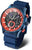 Herrenarmbanduhr mit blauem Gehäuse und blauem Silikonband, rotem/schwarzem Zifferblatt