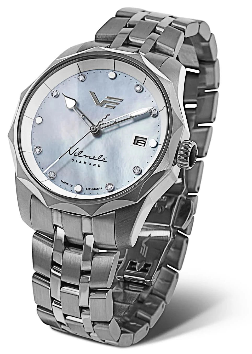 Vostok Europe Vilnelė VS42-125A755B Orologio da donna • Cronografo solare • Indici con diamanti