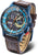 Orologio da uomo con quadrante blu e cinturino in pelle marrone