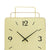 Wanduhr-Zifferblatt mit goldfarbenem Gehäuse, arabischen Ziffern 12,3,6,9